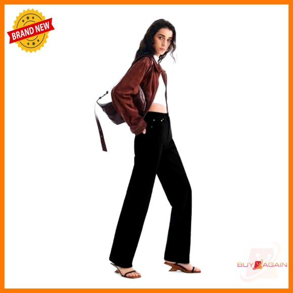 High Waisted Straight Leg Stretch Denim Jeans Wide Leg Casual Fit - Picture 5 of 7